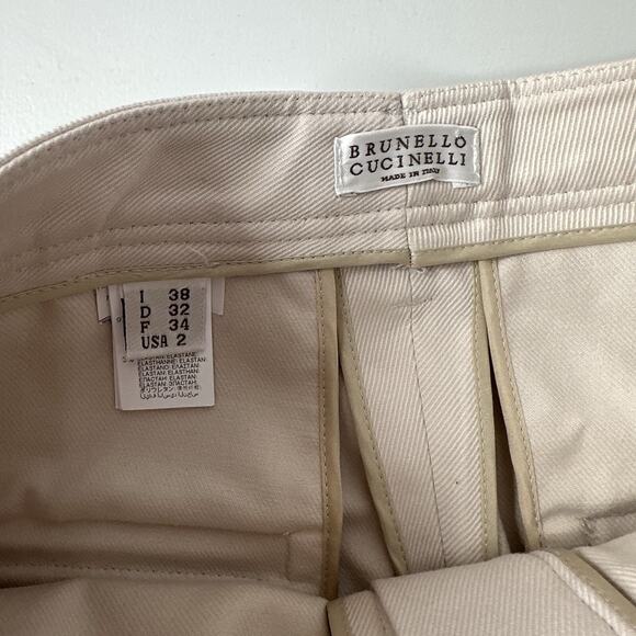 Brunello Cucinelli Pants Womens 2 Ivory Career Office Straight Designer Blingy - Picture 7 of 15
